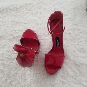 Tomford Red Wedge Heel Patin sandals Sz 38
